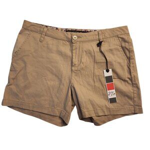 NWT Freestyle Revolution Tan Khaki Women's Shorts Size 13 Button Pockets